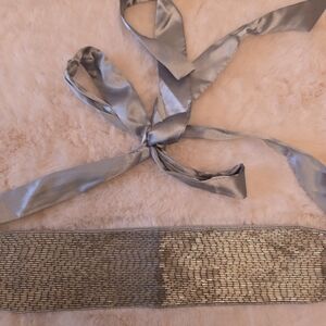 The Limited Beaded Shimmering Silver Belt
